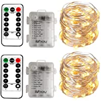 Los mejores  - 2 x 50LEDs Guirnalda Luces Cadena AA batería 8 programa (Blanco cálido)